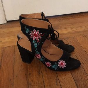 Villains SF black embroidery heels 41 (40.5)